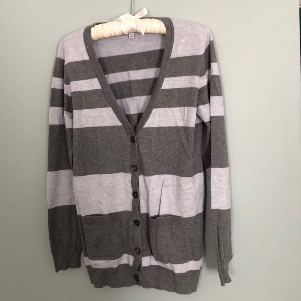 Gray striped cardigan